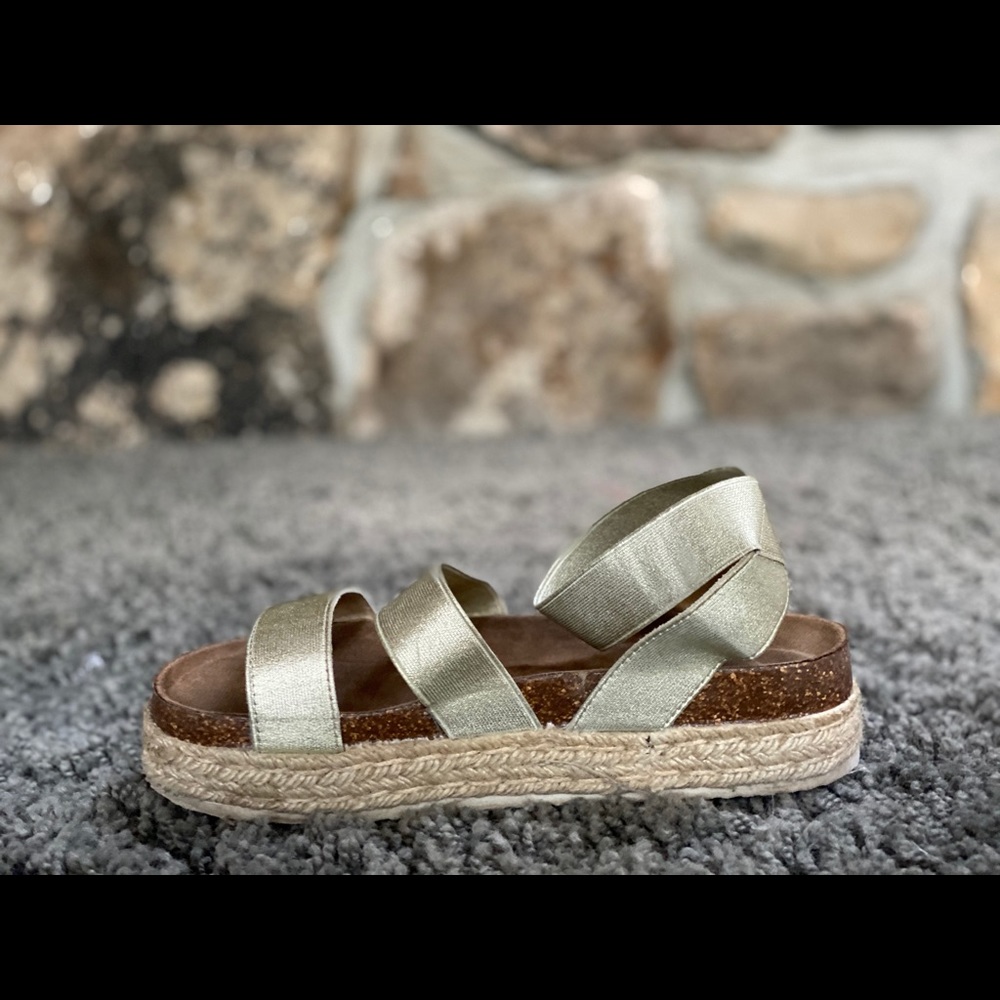 Pierre Dumas gold flat form espadrilles